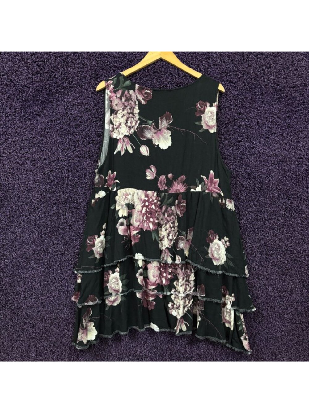 Black And Purple Romantic Goth Floral Babydoll Dress Size Extra Large - Picture 2 of 4